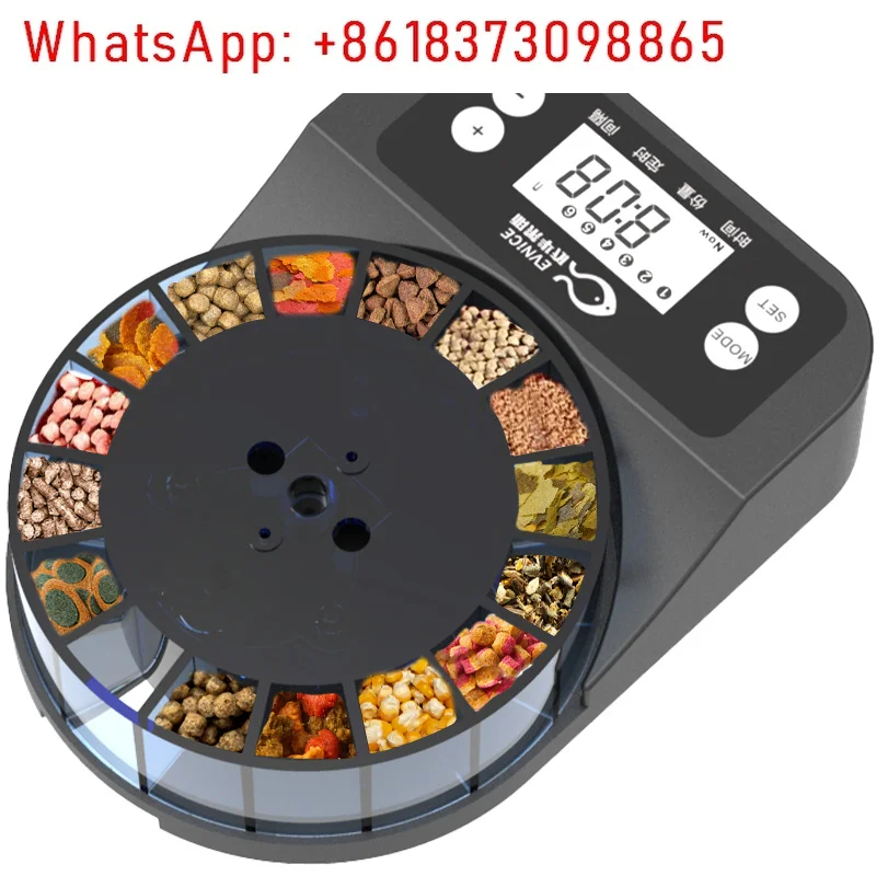 Automatic wireless intelligent remote control fish feeder LCD display time setting