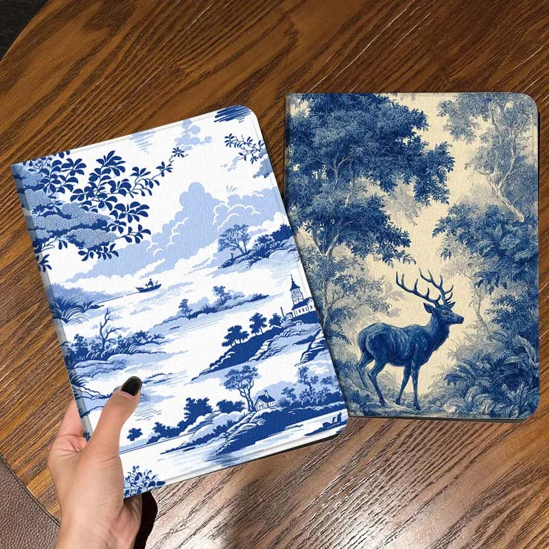 

Blue China Landscape Pattern Tablet Case For Samsung Galaxy Tab S7 S8 S9 S10 FE Lite Gift