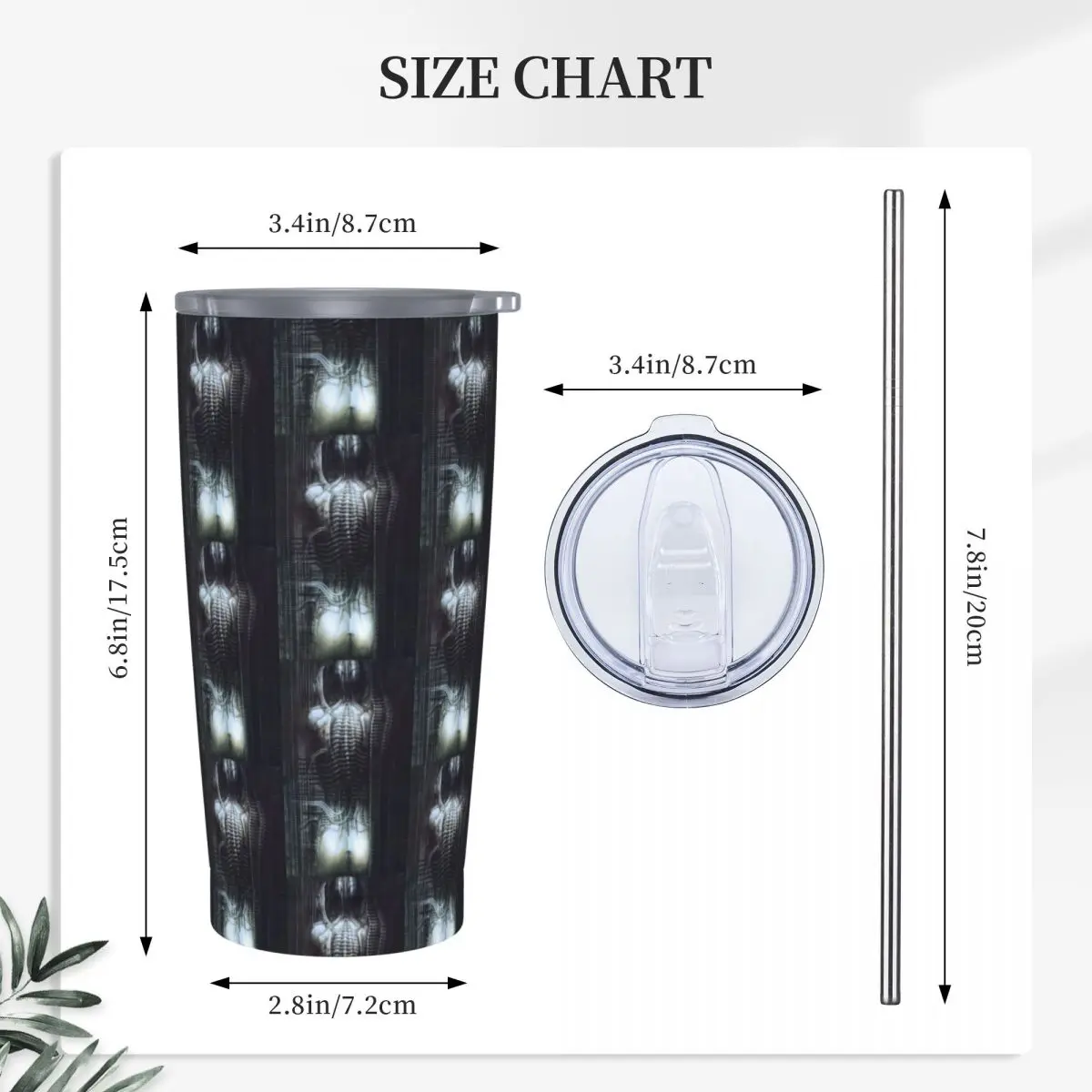 New York City Vi Torso H R Giger Stainless Steel Tumbler Vacuum Insulated Mug Thermal Cold Cups Straw With Lid 20oz