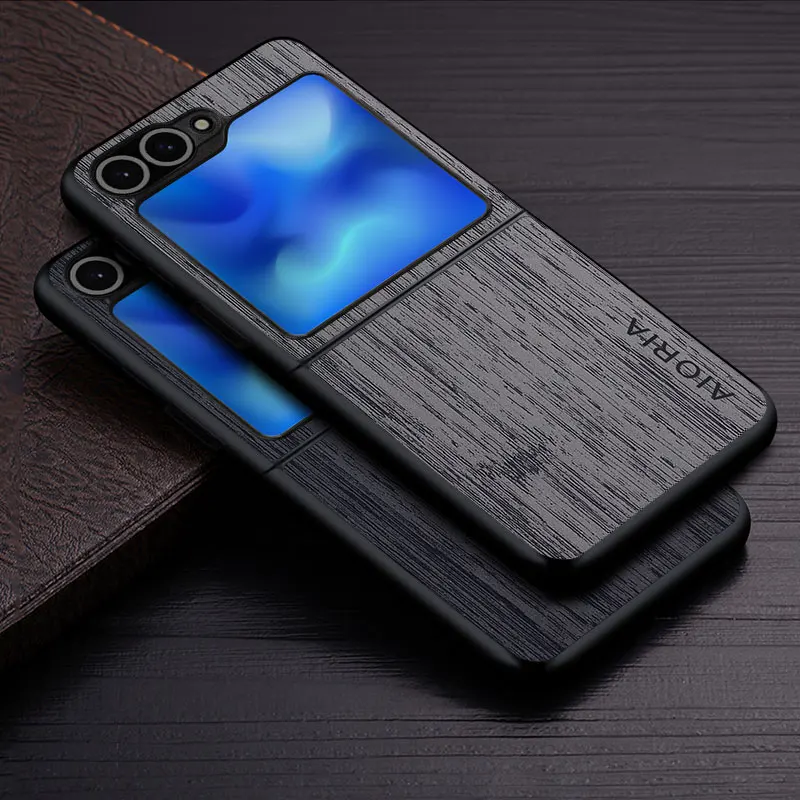 Case for Samsung Galaxy Z Flip 3 4 5 6 5G funda bamboo wood pattern Leather phone cover Luxury coque for Samsung Galaxy Z Flip 6