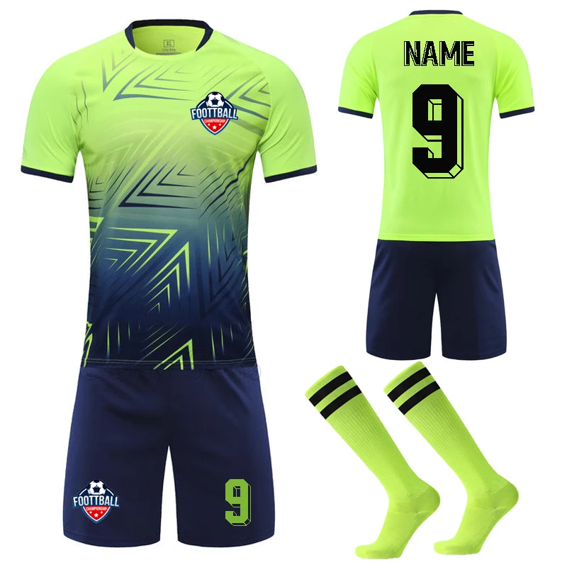 

Team Football Jerseys Set + Socks Personalized Custom Men Soccer Uniforms Clothes Children Football Sports Kit Shorts Clothing