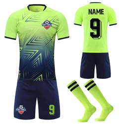Team Football Jerseys Set + Socks Personalized Custom Men Soccer Uniforms Clothes Children Football Sports Kit Shorts Clothing