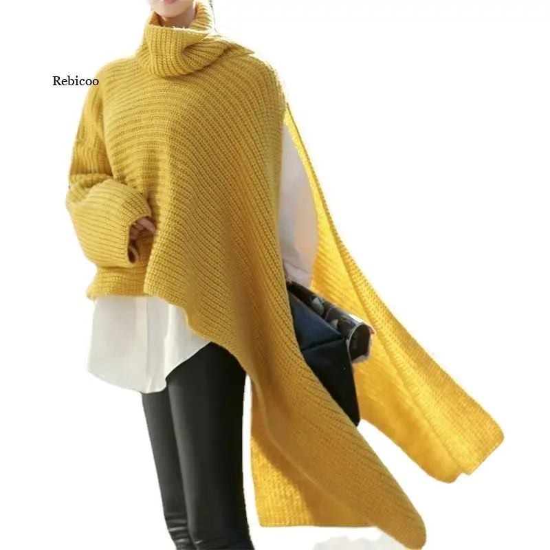 

Winter Sweater Women White Yellow Knitted Turtleneck Women Winte