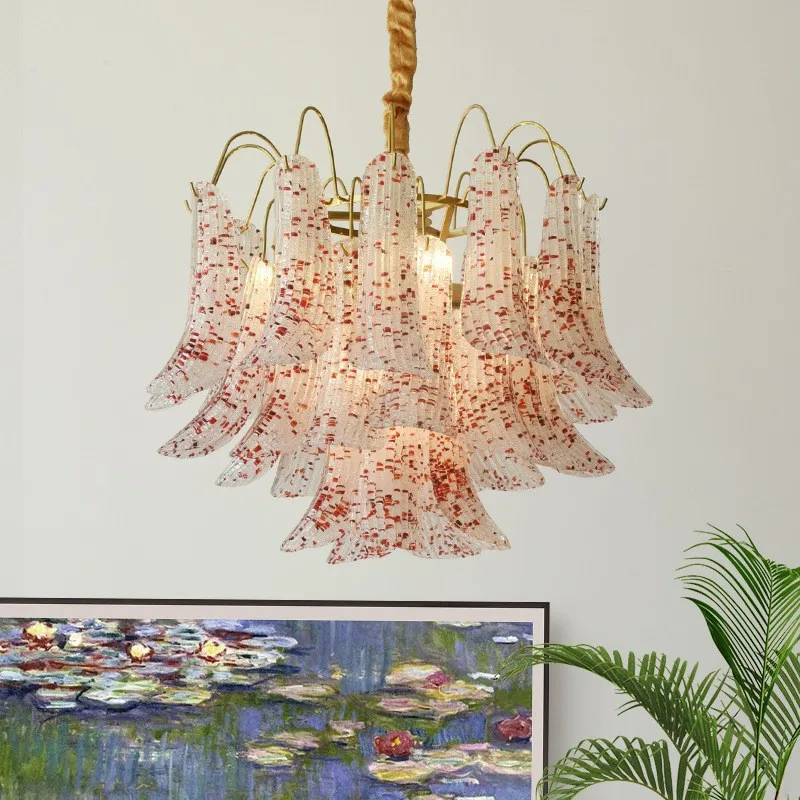 Top selling latest design high-end colored glass LED lighting fixtures modern romantic art chandeliers living rooms villas