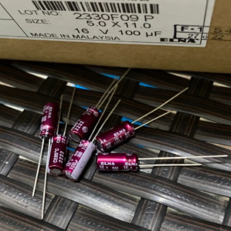 10PCS-100PCS  100UF 16V Japanese Ina ELNA Audio Capacitor 16V100UF 5 * 11 RA3 Purple Red Robe