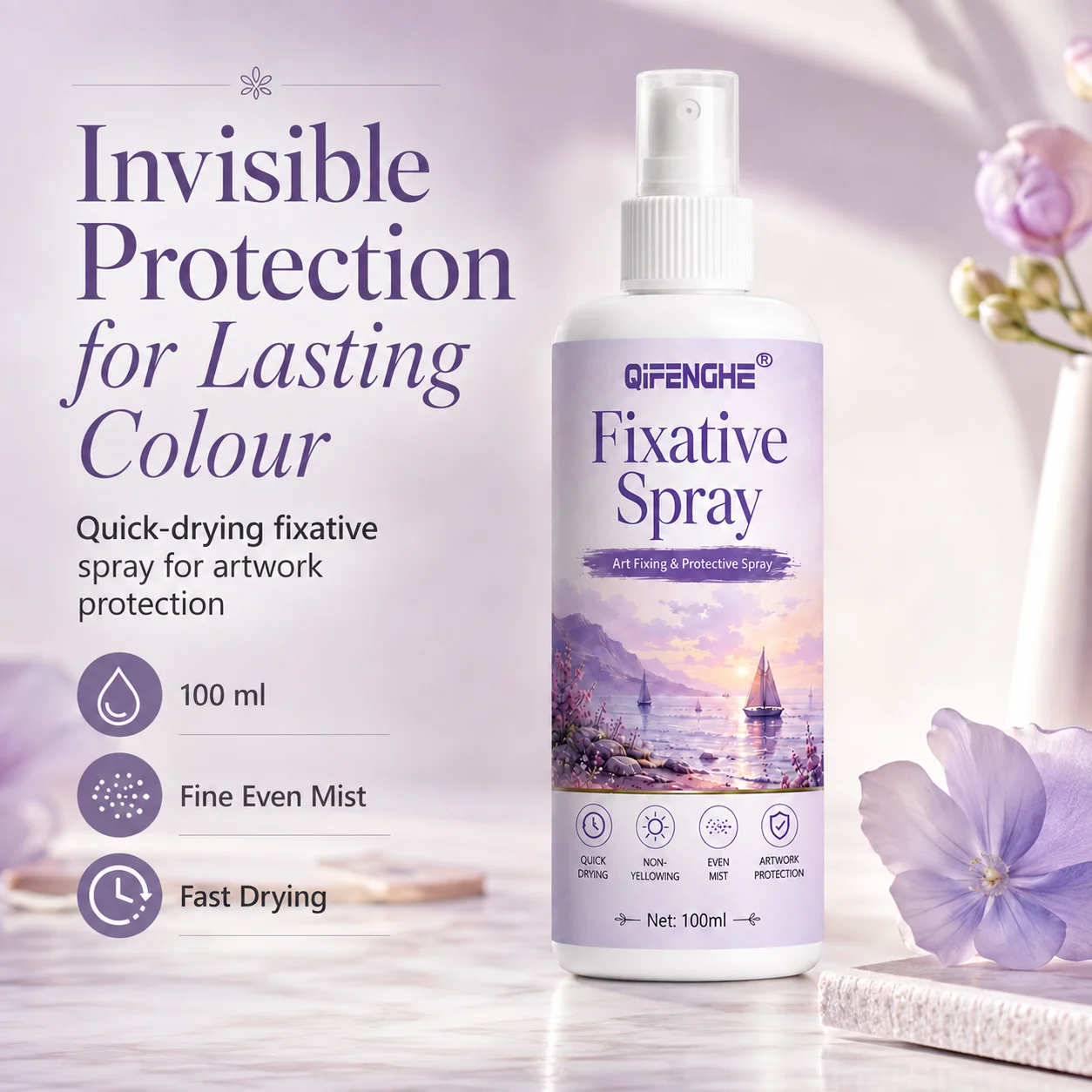 Painting fixing spray 100ml-invisible coating, quick drying, anti-fouling and anti-fading, waterproof, for drawing