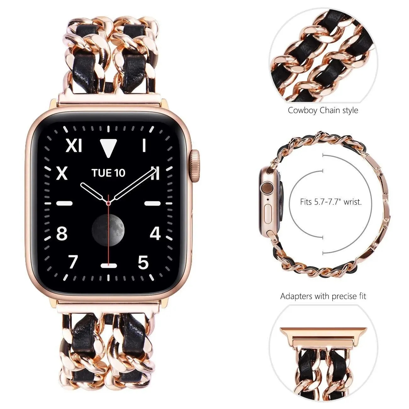 Women Metal Leather Wristband For Apple Watch Band 8 Ultra 49mm 7 4 6 5 For IWatch 41mm 45mm 38/42mm 44 40mm Strap Lady Bracelet