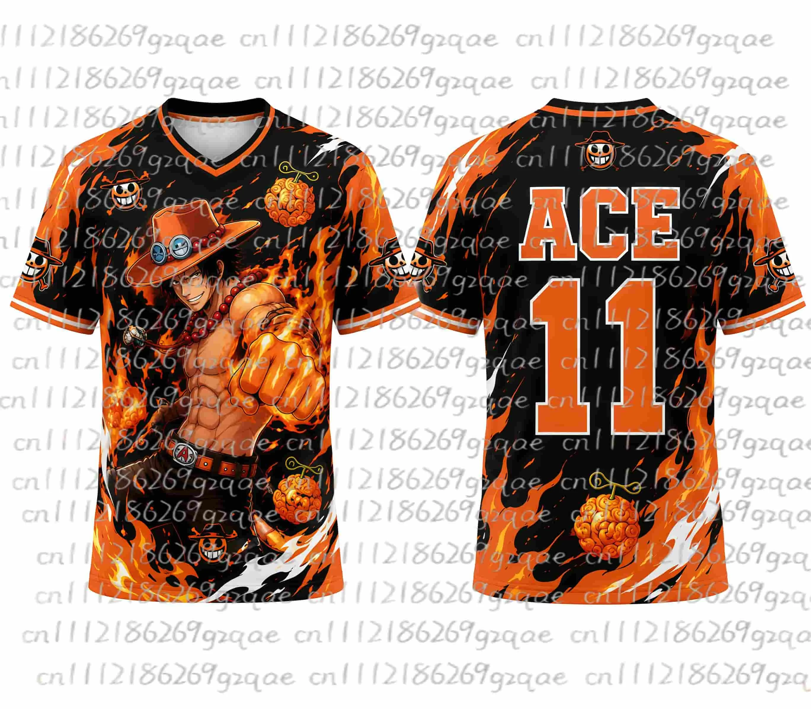 

One Piece Portgas D. Ace NO.1-NO.30 Soccer Jersey Men's 3D Print Anime Football Shirt Casual Sports Tee