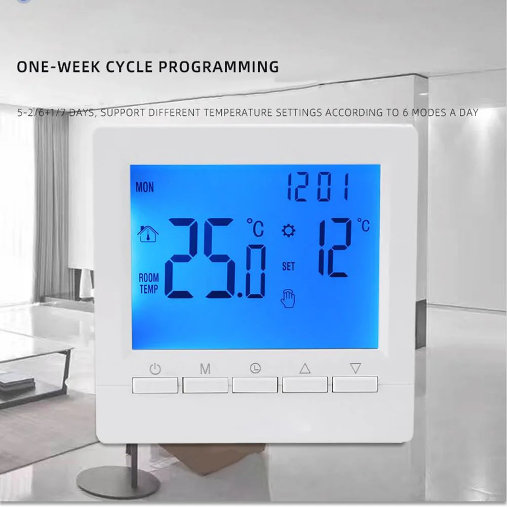 Termostato inteligente LCD para calefacción de habitación, controlador Digital programable de temperatura de habitación, controlador de calefacción de piso de agua para el hogar