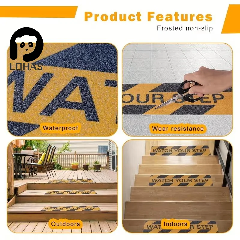 Stair Tread Safety Warning Stickers Pack of 6 Visible Caution Labels for Apartment Office Store Prevent Accidents
