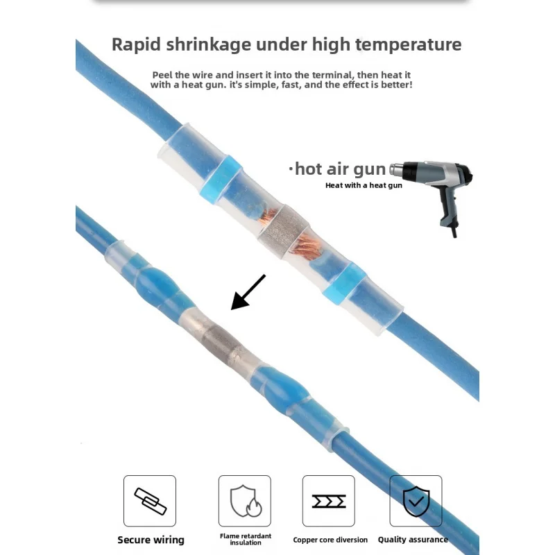 Solder Seal Heat Shrink Butt Connectors Kit, Waterproof Wire Splice Terminals With Tin-Plated Copper Ring (4 Colors AWG 26-10)