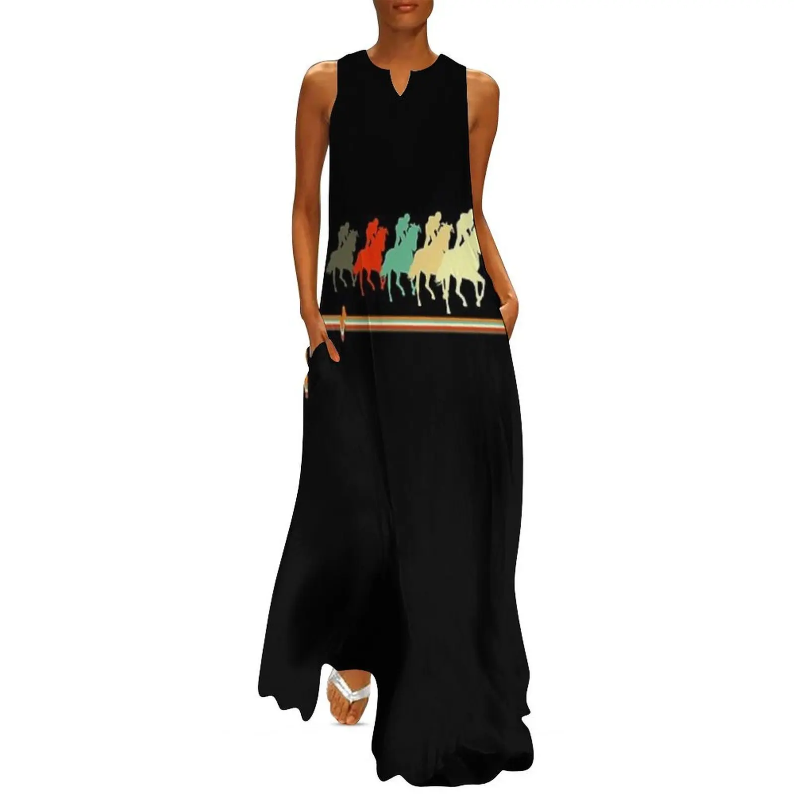 

Horse Racing Shirt, Retro Vintage Horse Racing Heartbeat Long Dress Clothing female luxury woman party dress