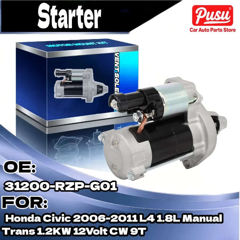 

Стартер 1,2 кВт для Honda Civic 2006 2011 L4 1,8 л с ручным управлением, 12 вольт CW 9T 31200 RZP G01
