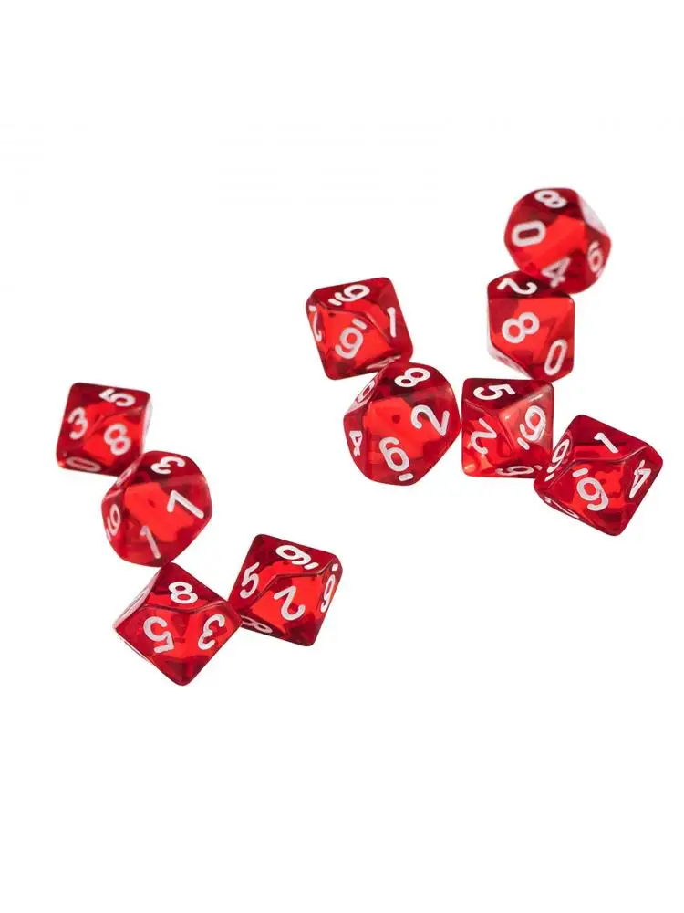 Jeu de 10 dés polyédriques D10, dés à pierres précieuses à dix faces, outils pédagogiques multi-faces pour jeux de société de Table RPG