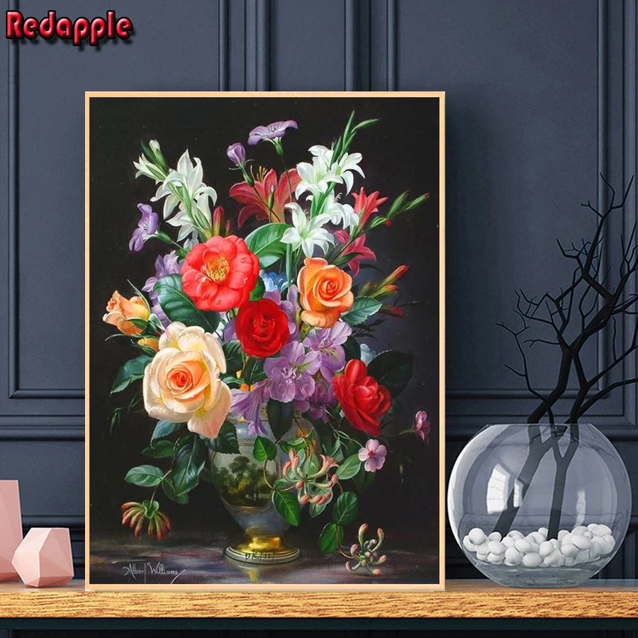 

Diamond painting vase of flower picture rhinestone of embroidery diamond mosaic Lily rose Peony 5d cross stitch decoration home