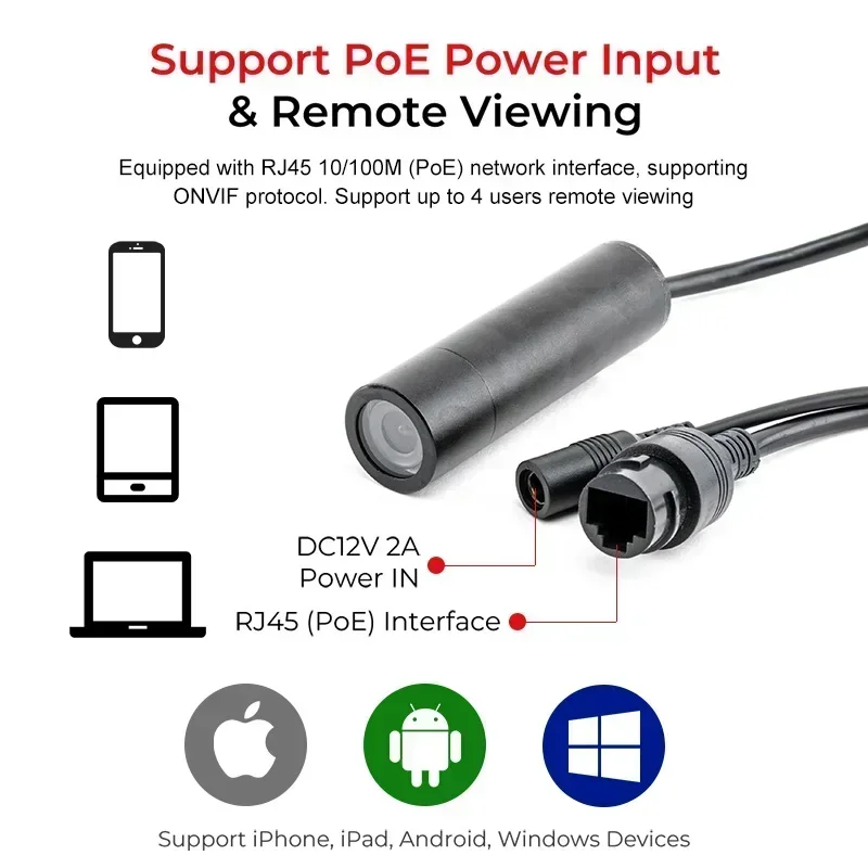 كاميرا مراقبة منزلية رصاصة ، كاميرا بو صغيرة ، رؤية ليلية ، P2P ، مسجل فيديو عالي الدقة بالكامل ، كاميرات IP Onvif ، 5 ميجابكسل ، #4