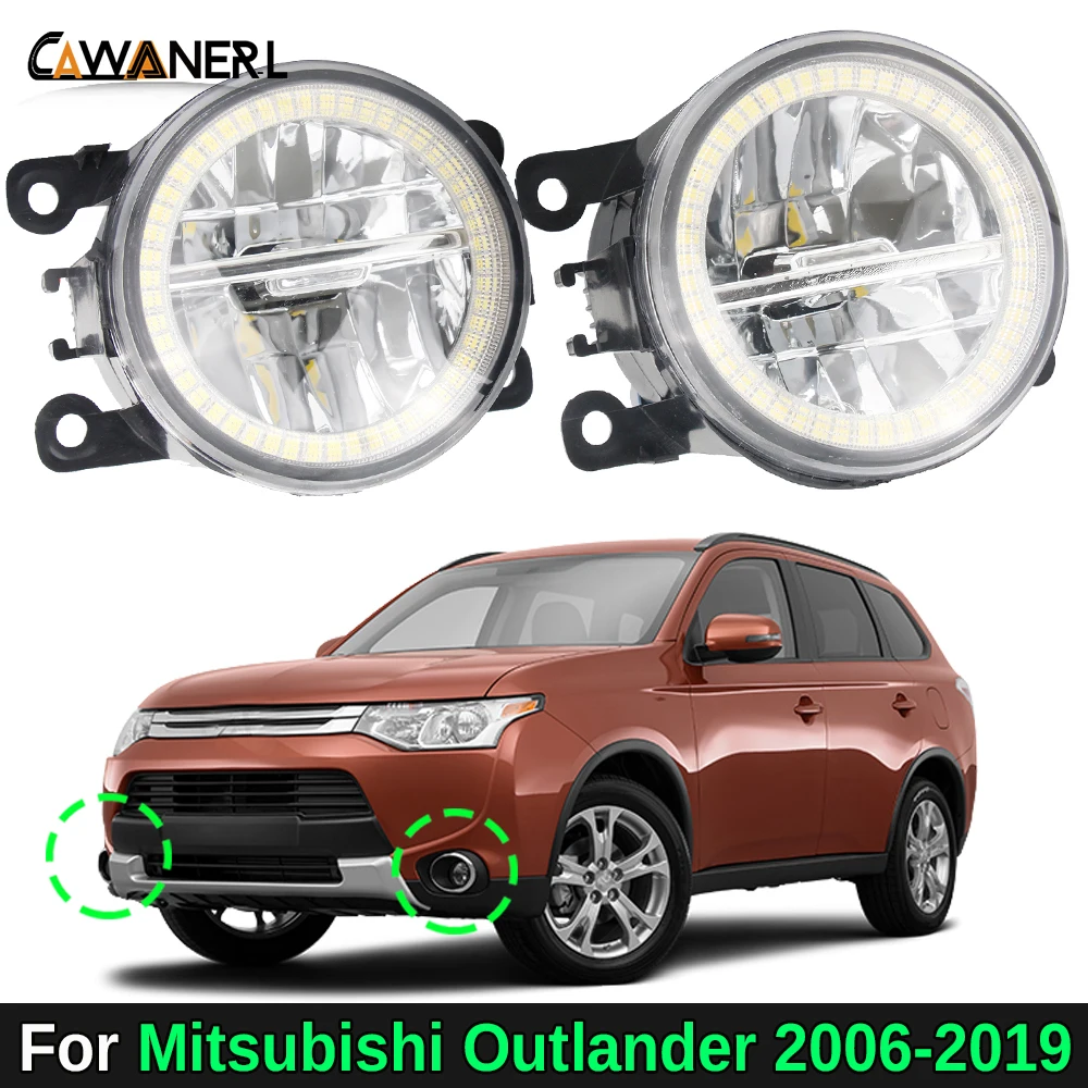 

2 шт. автомобильные передние светодиодные противотуманные фары + Angel Eye DRL для Mitsubishi Outlander 2006-2019 30 Вт противотуманные фары дневного света H11 аксессуары
