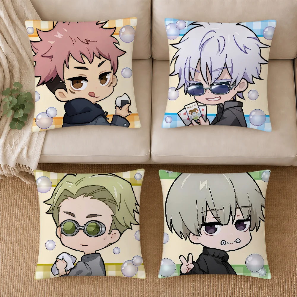 Anime Chibi Art J-jujutsu K-kaisen S-Satoru Gojo Cushion Cover Soft Pillowcase Sofa Home Living Room Decor Bed Hogar Gift