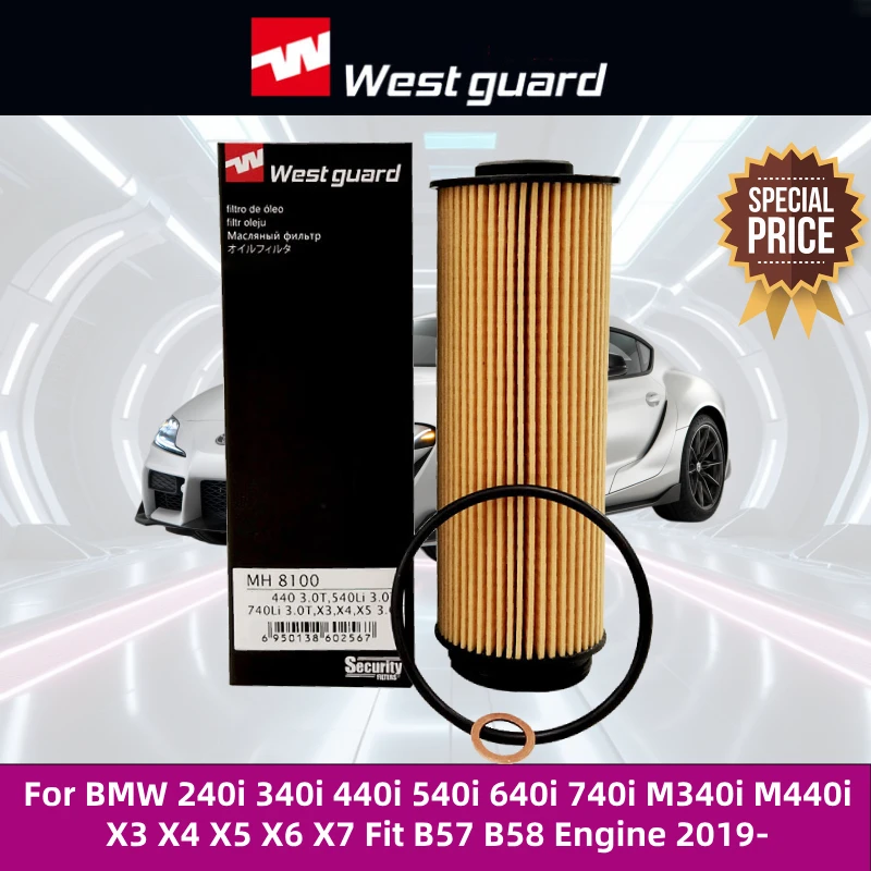 For BMW 240i 340i 440i 540i 640i 740i M340i M440i X3 X4 X5 X6 X7 Fit B57 B58 Engine WESTGUARD Oil Filter 11427826799 11428583898