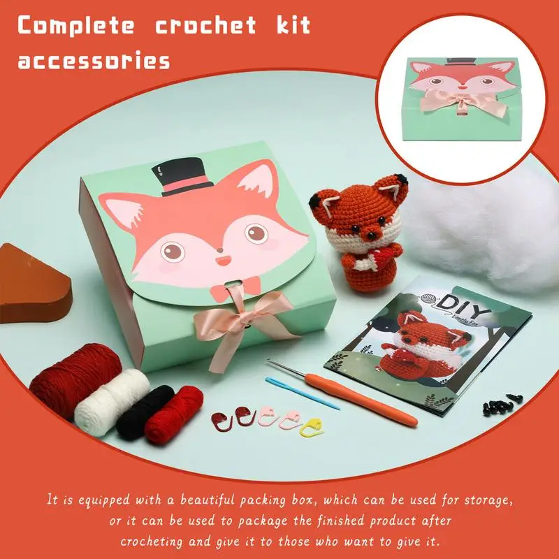 Crochet Kit With Yarn Beginner Crafts DIY Crochet Set Animal Inspiration Knitting Tool For Moms Experienced Knitters And