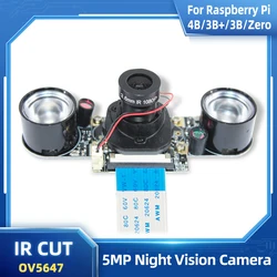 Raspberry Pi Camera Night Vision Focal Adjustable 5MP OV5647 Automatically Switch Day Night Mode for RPI 5 4B 3B+ 3B Zero W