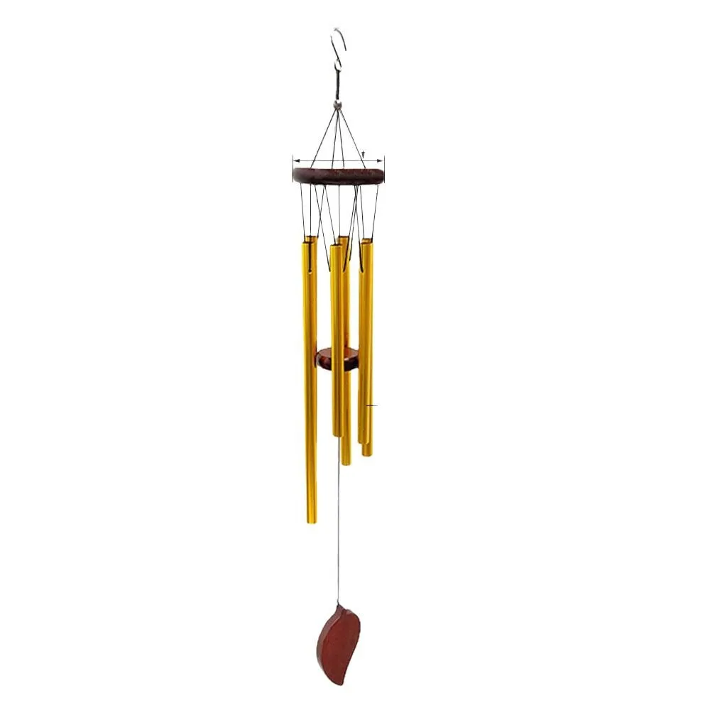 6 Tube Creative Metal Wind Chimes Pendant Mahogany Gold Tube White Wood Silver Tube