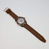 24mm Brown Genuine Calfskin Watch Strap Rose Gold Buckle for Men-Exclusive for Men