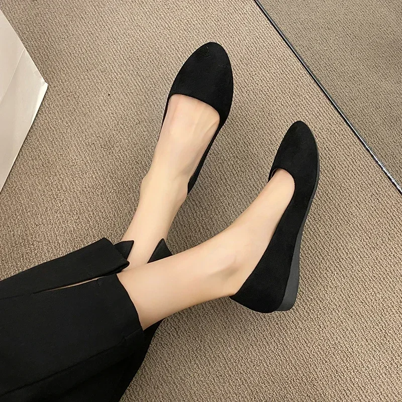 2024 New Style Women Flats Slip on Flat Shoes Candy Color Woman Boat Shoes Black Loafers Faux Suede Ladies Ballet