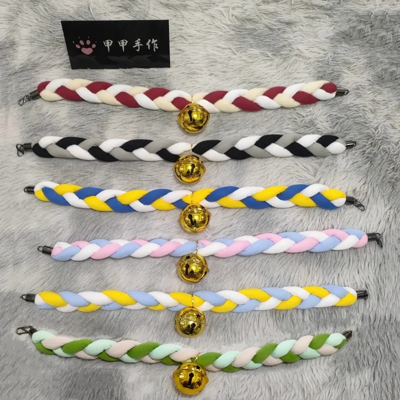 

Cute Decoration Furry Accessory Collar Fried Dough Twists Braid Rope Collar Animal Accessories