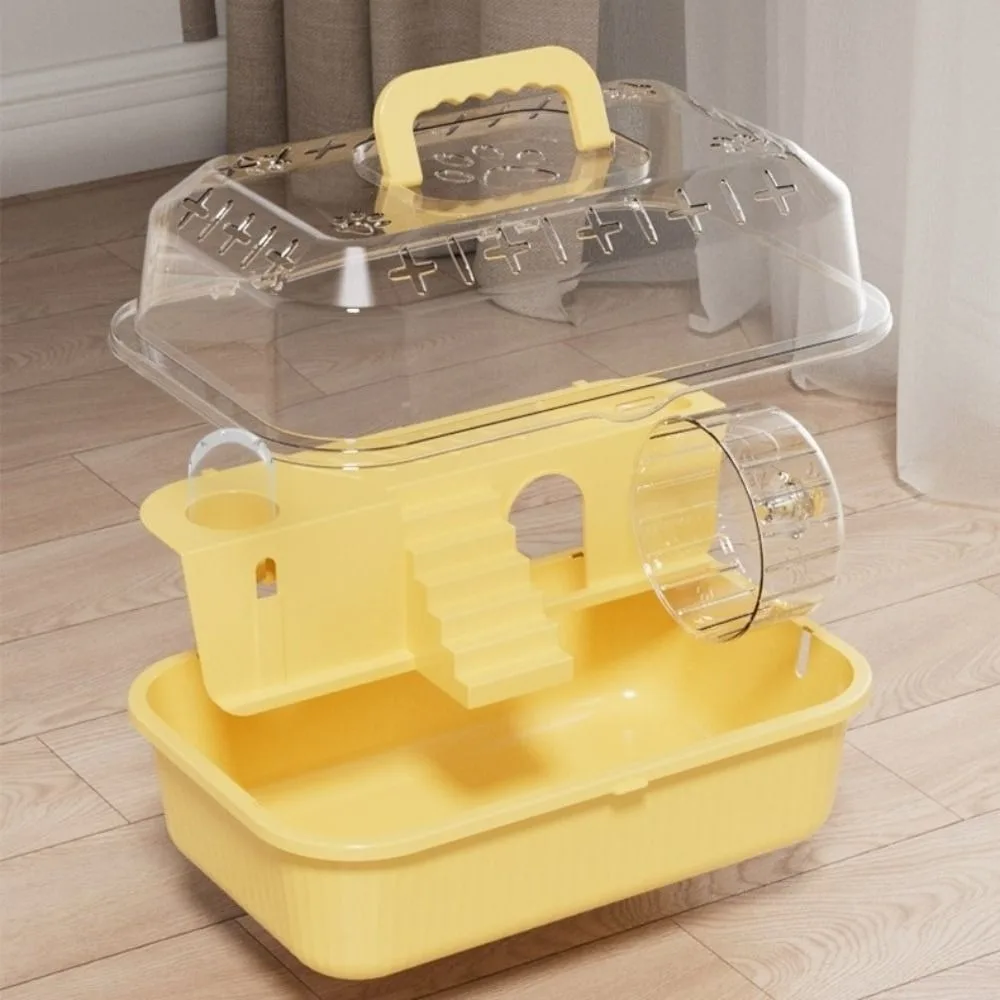 Portable Openable Top Hamster Cage Ventilation with Handle Hamster Habitat House Transparent Small Animals Cages for Bunny Mice