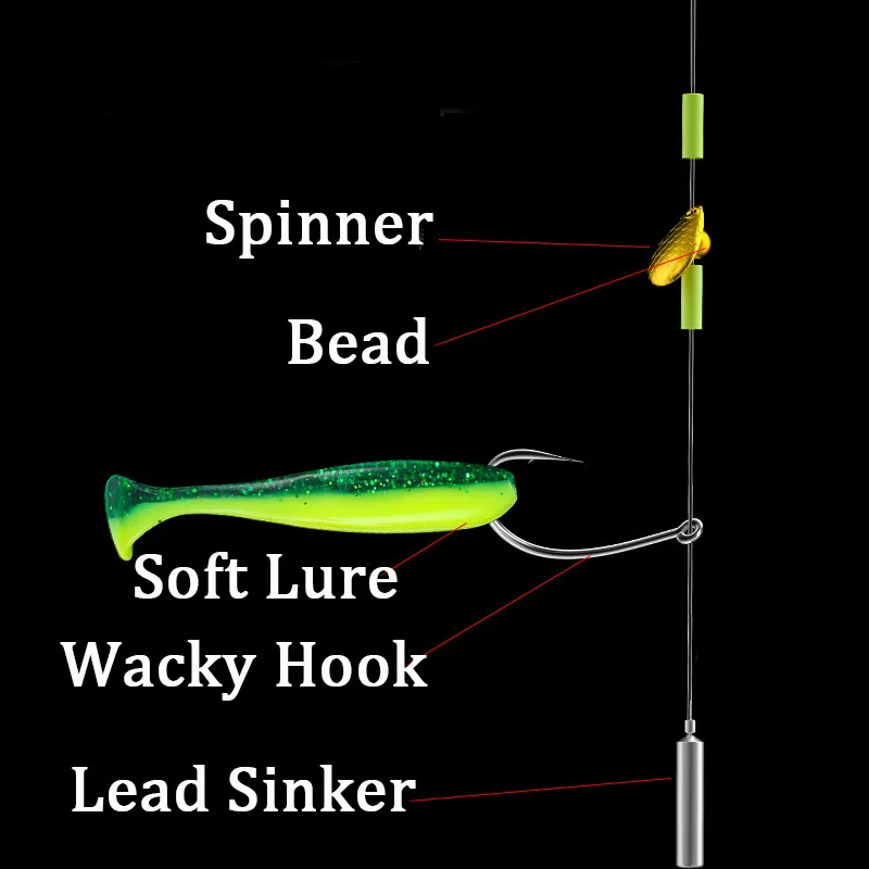 5ชิ้น/เซ็ต Texas Rig ชุด #2 #1 #1/0 Drop Shot Hook Carolina Rig ชุด Bass Fishing Tackle อุปกรณ์เสริม3.5G 5G 7G 10G