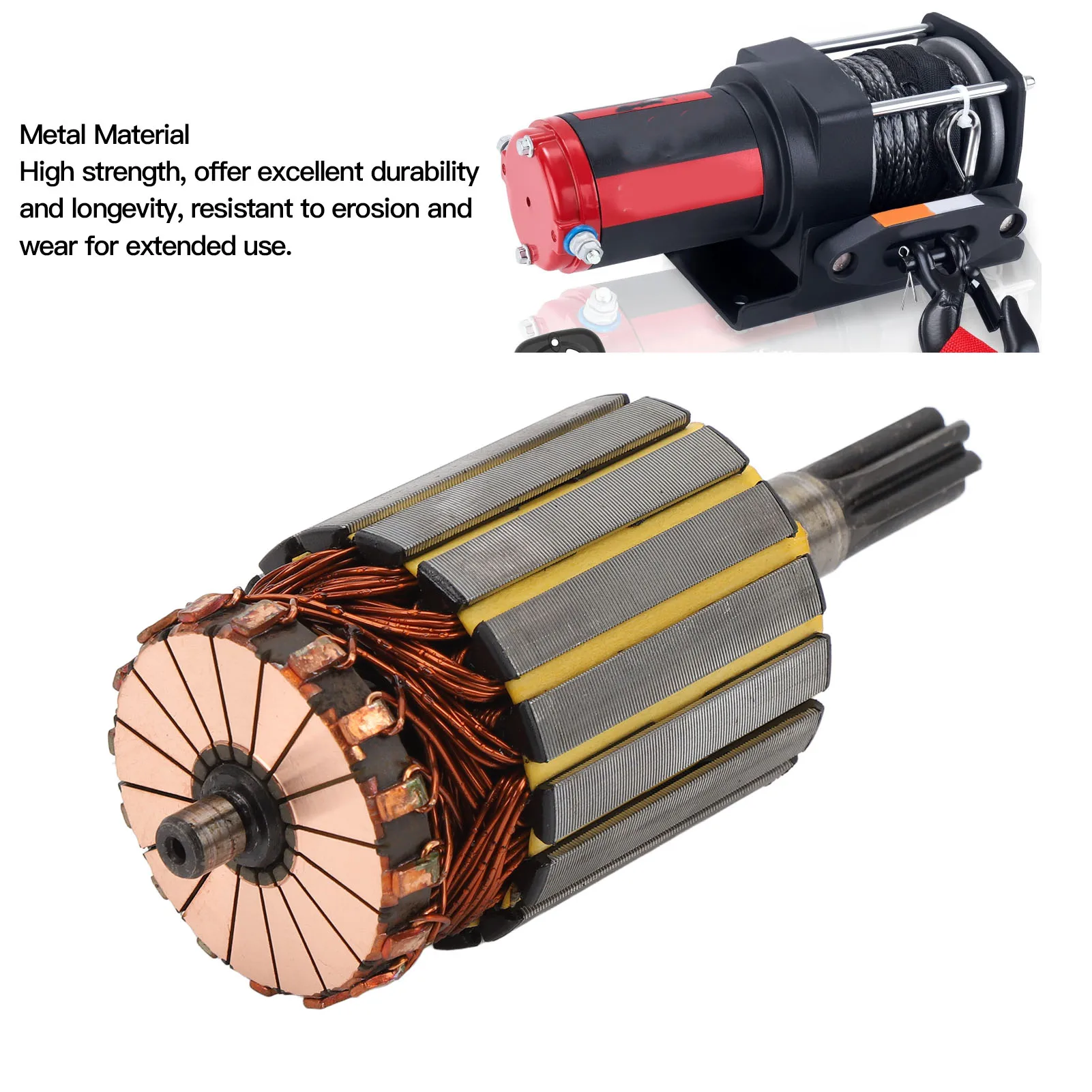 

DC12V Winch Motor Rotor Metal Easy Installation Engine Winch Motor Rotor for 3000lb 4X4 ATV Winch Winch Motor Rotor Replacement