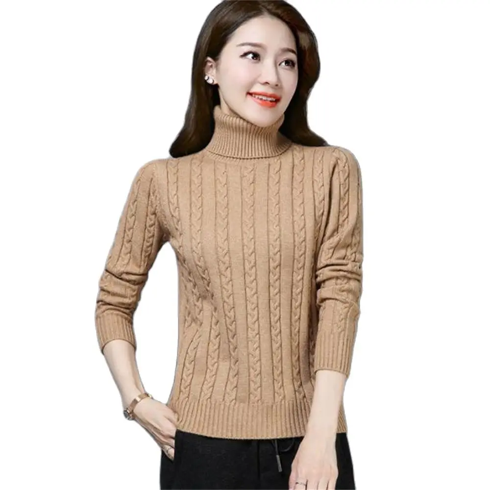 Pullover monocromatico lavorato a maglia da donna maglioni Slim manica lunga girocollo Lady top maglioni elastici femminili caldo autunno inverno