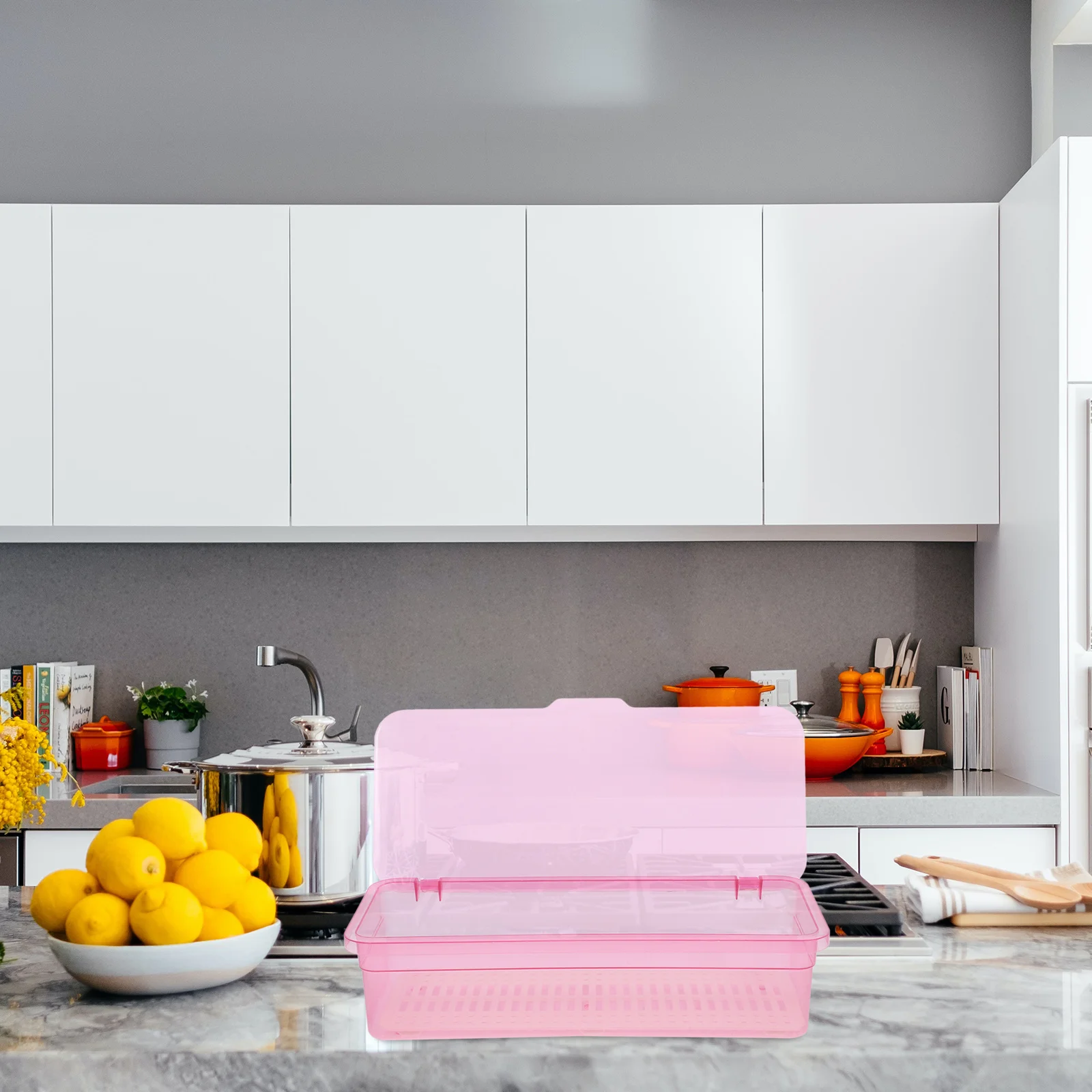 1 Buah Rak Sumpit Dapur dengan Tutup, Kotak Penyimpanan Peralatan Makan Plastik, Pengering, Organizer, Keranjang Peralatan, Wadah, Tempat Penyimpanan