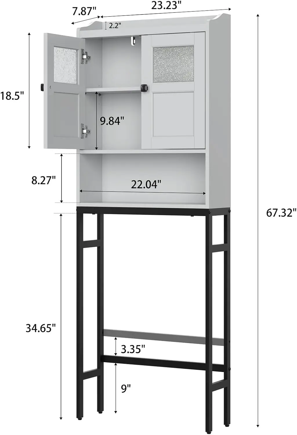 Over The Toilet Storage Cabinet Bathroom Organizer Double Doors Soft Hinges Above Toilet Bathroom Storage Shelf