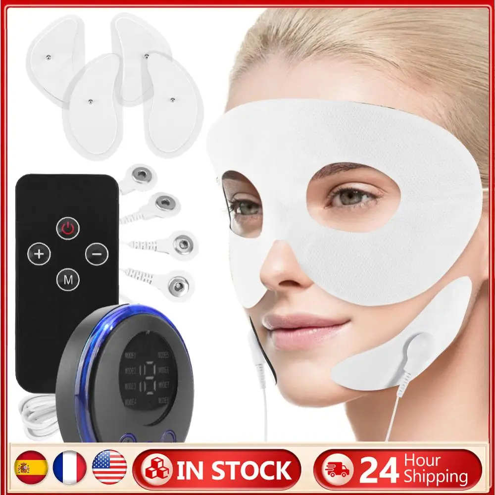EMS Facial Massager Current Muscle Stimulator Anti-Wrinkle Face Tightening Tool USB Charging 8 Modes 19 Levels for Neck Face