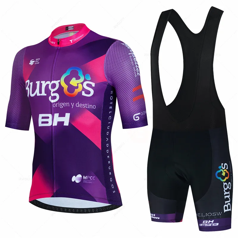 New BH Burgs Team 2024 Cycling Jersey 19D Bike Shorts Set Ropa Ciclismo Mens MTB Summer Quick Dry Bicycle Maillot Pants Clothing