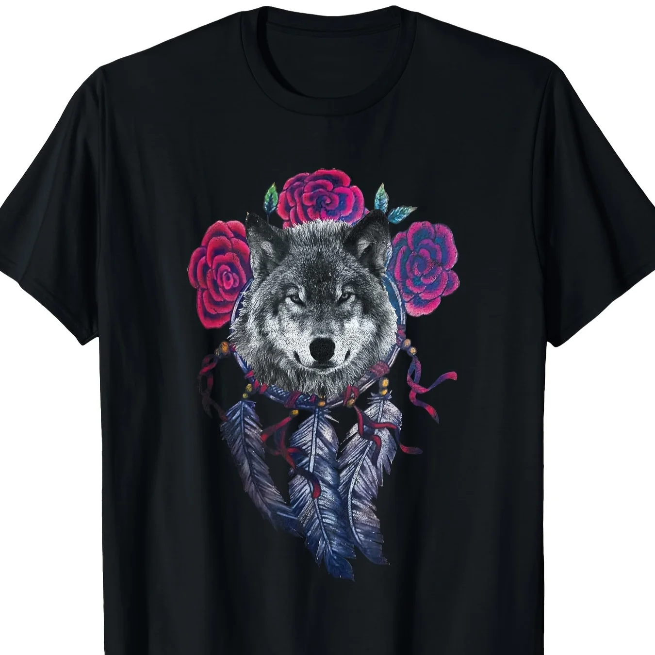 

Wolf Dream Catcher Spiritual Feathers Wolf Lover T-Shirt - 180g