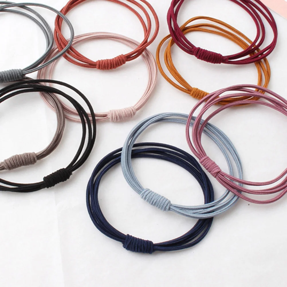 

10PCS Elastic Hair Ties Simple Rope Stretch Ring Women Ponytail Holder Variety Color Daily Wear Fantastic Gift Girls Female