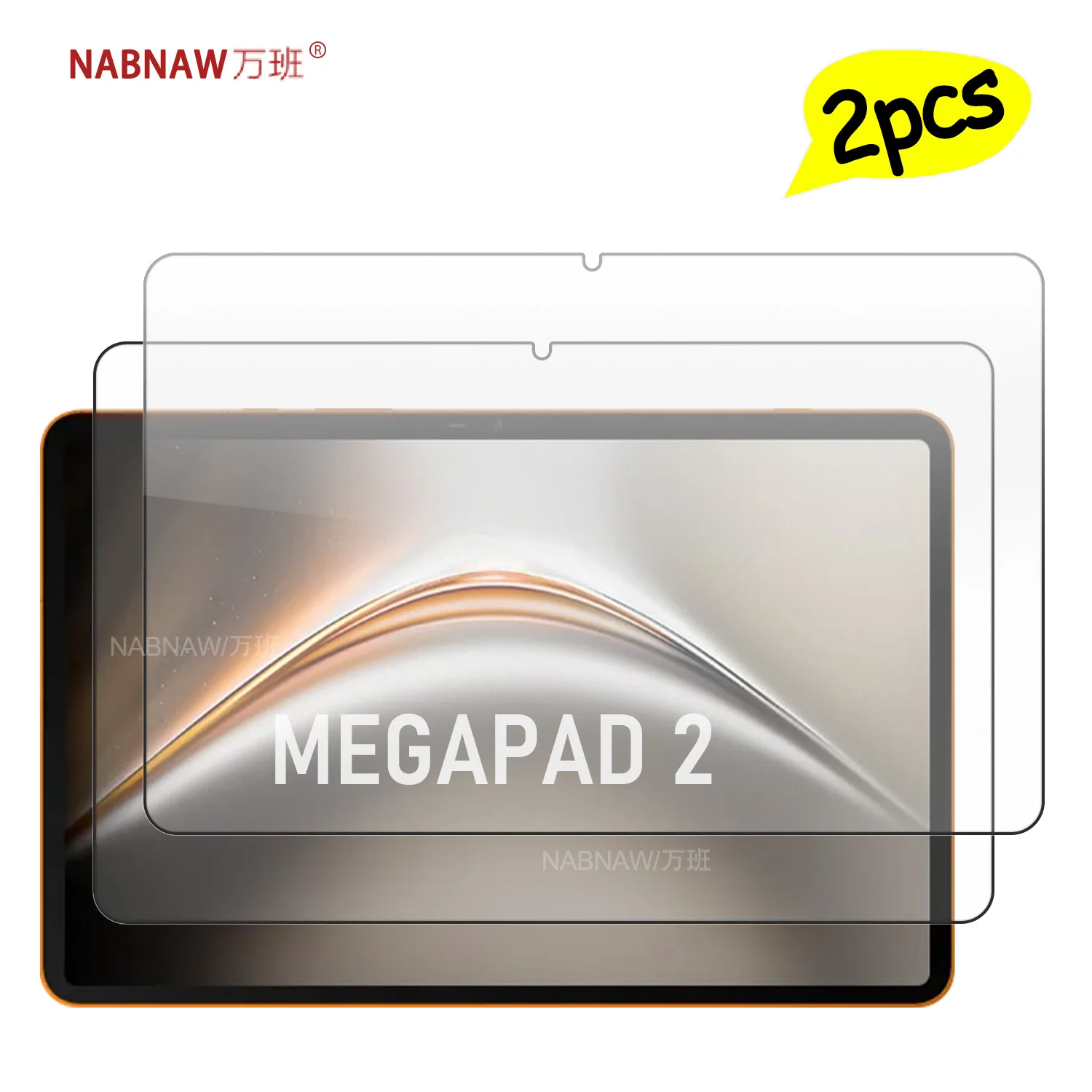 2-Pieces Full HD Tempered Glass Screen Protector For Tecno Megapad 2 Scratch-Proof Cover Oil-Coating Free-Bubble Easy To Install