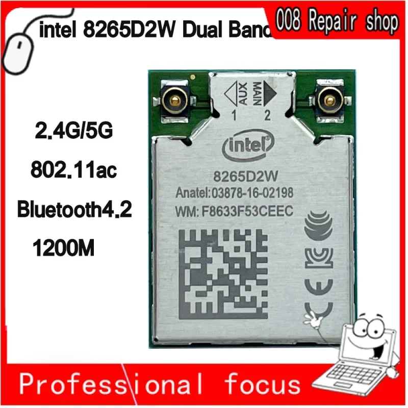 

WIRCARD For Intel 8265D2W 8265NGW WIFI Card BT4.2 802.11ac 2.4G/5G