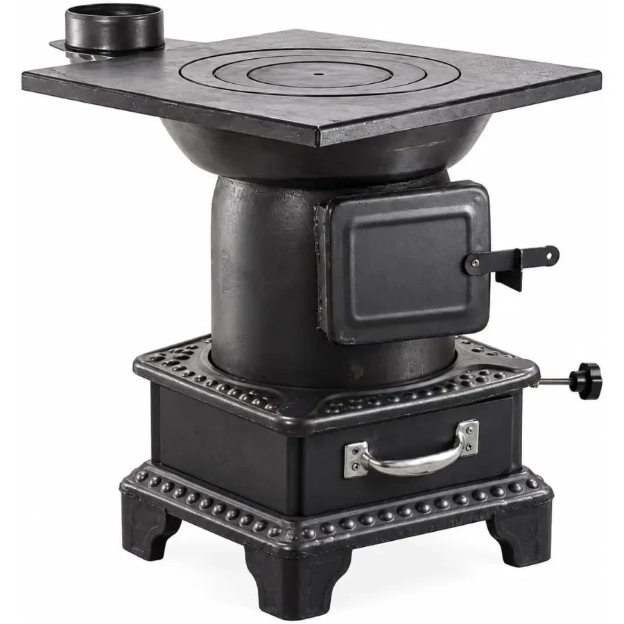Indoor Wood-Burning Heating Stove - Thickened steel Smokeless Cooker for Efficient Rural Heating and Camping M