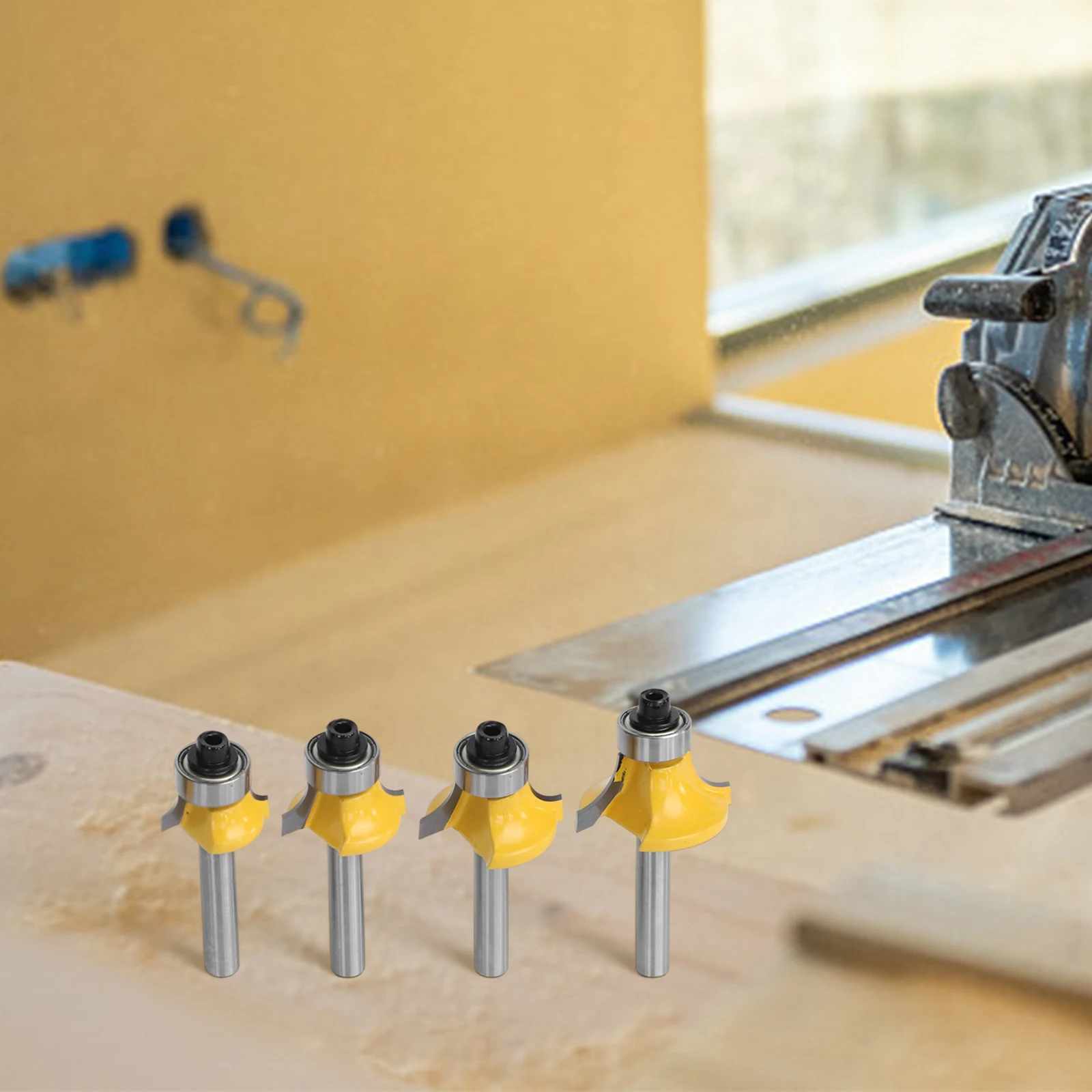 Edging Tool Router Bit Shear Angle Enclosed Bearing Hardened Steel 4PCS Set Totally Enclosed Lubricated Bearing