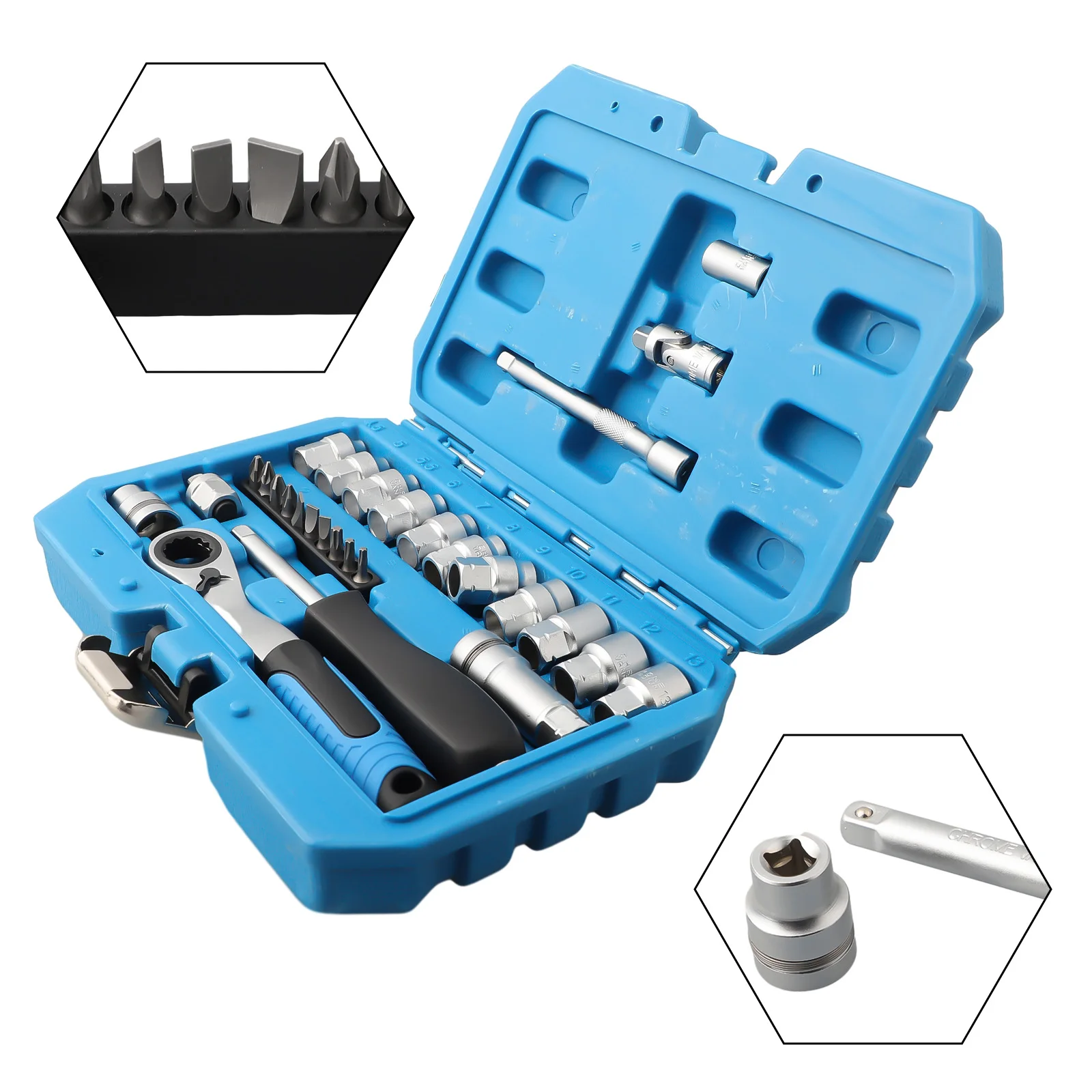 29PCS Core Ratchet Socket Torque Wrench Kit MTB Bike Socket Spanner Bicycle Motorcycle Ratchet Repair Toolbox Kit Cycling Tool