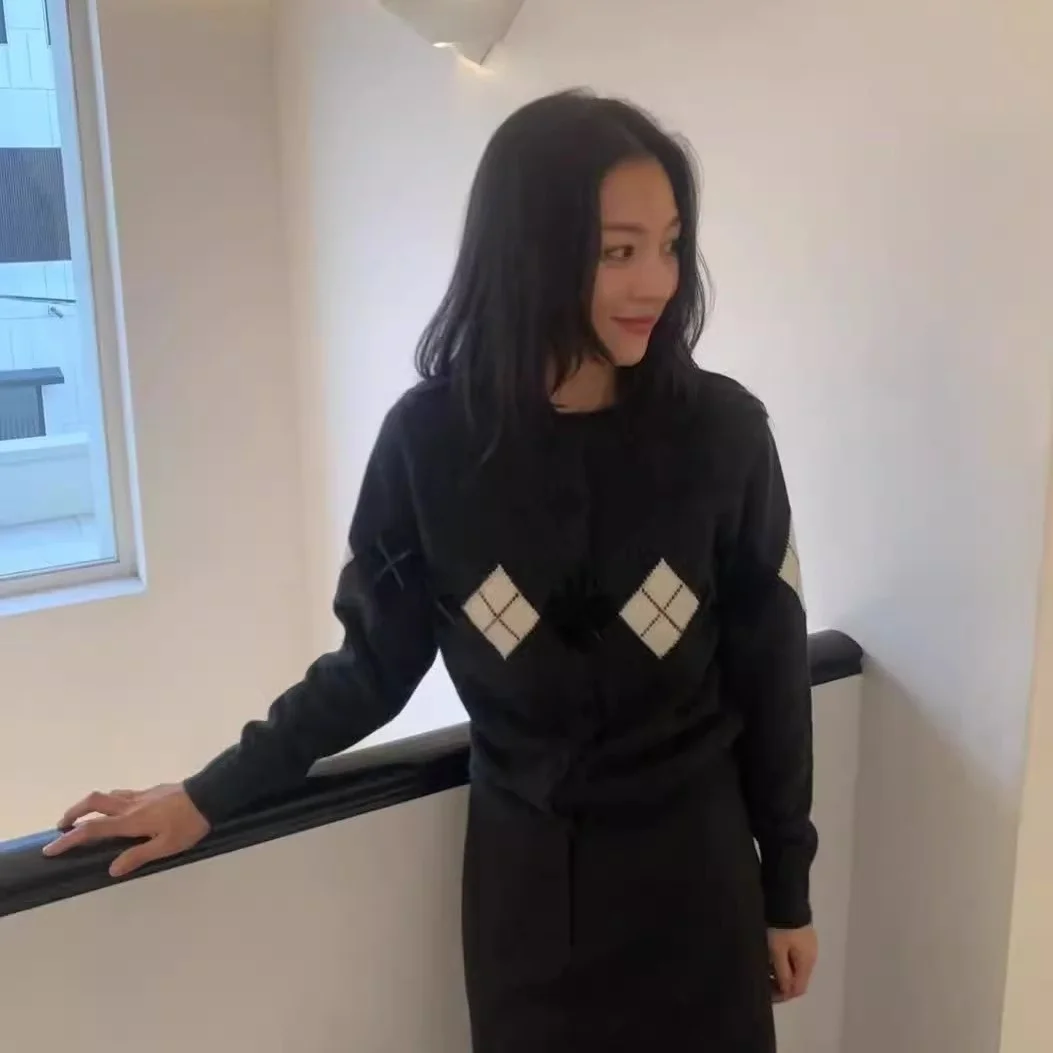 سترة صوفية محبوكة كاجوال من الصوف بتصميم كلاسيكي من Mat Retro Briti Sle، نمط معرف فوري، لا شيء مكتوب فيه