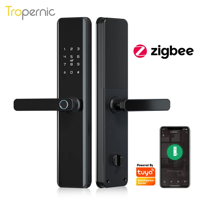 

Fechadura EletronicTuya Zigbee Door Locks Alexa Voice Control Biometric Fingerprint Smart Entry Home Handle App Intelligent Lock