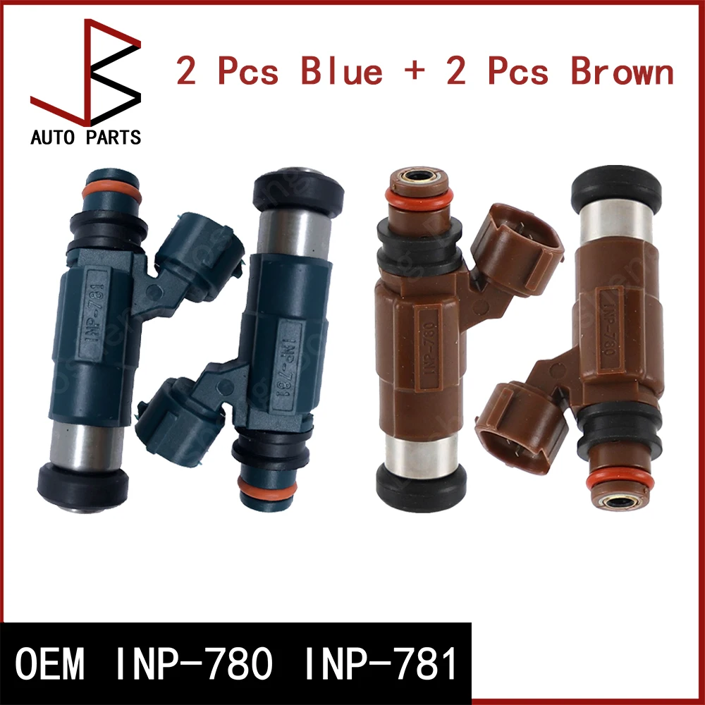 New Fuel Injector 2 Pcs Blue + 2 Pcs Brown for Mazda 626 2000-2006 Protege 1999-2000 OEM INP-780 INP-781 FP33-13-250 FP35-13-250