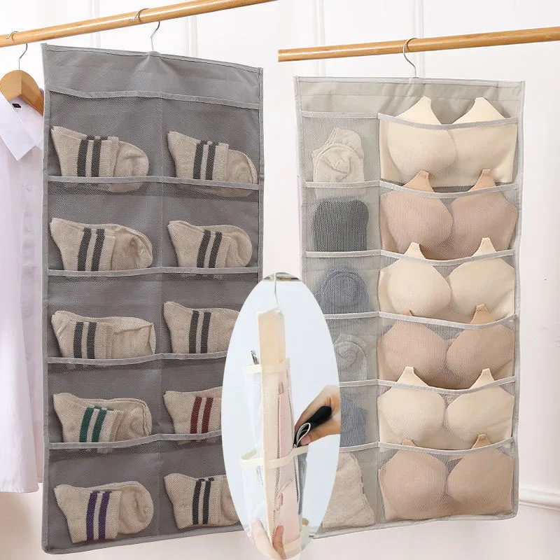 15/24/30/36 mesh double-sided hanging bag, socks, bra, underwear storage bag, cabinet storage bag, double-sided storage bag