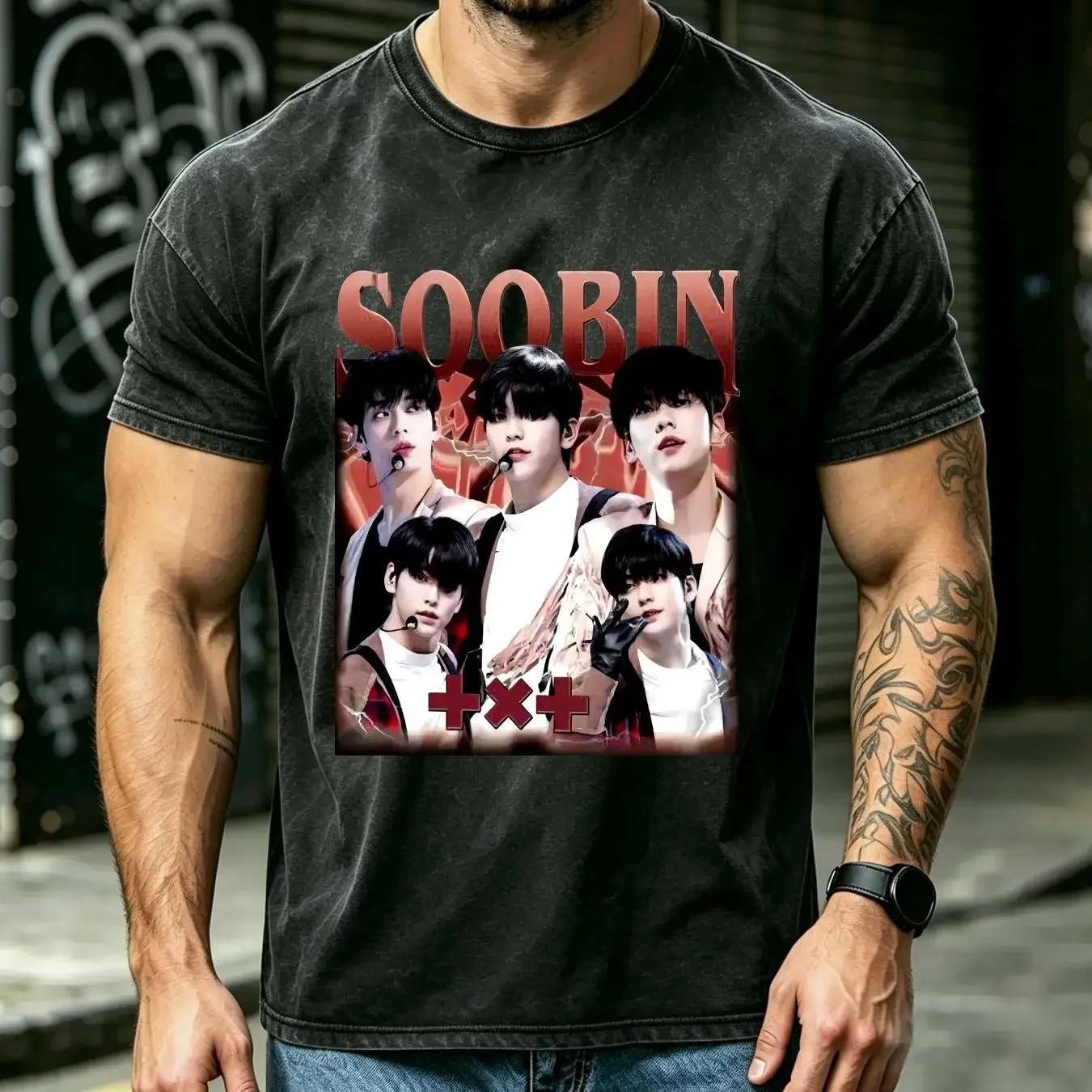 washed T Shirt Soobin TXT Kpop SweaT For MOA long or short sleeves vintage Washed Comfortable streetwear Unisex homme Casual