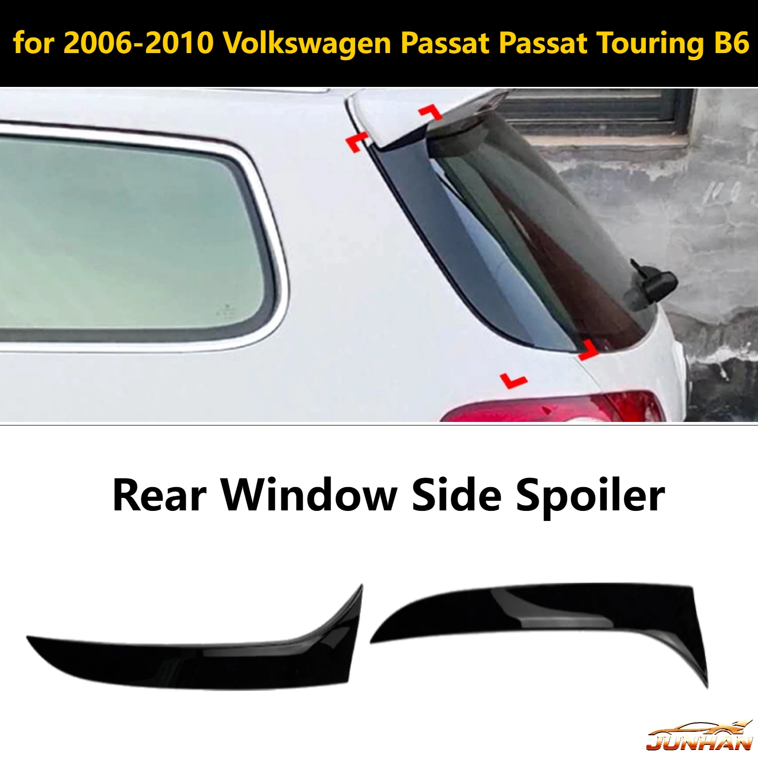 Spoiler Lateral Traseiro em ABS Preto Brilhante, Kit de Carroceria para Volkswagen VW Passat B6 Variant Wagon 2006 2007 2008 2009 2010
